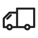 black outline of a truck to denote shipping policy