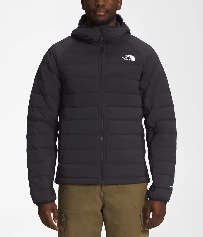 A studio shot of the Men’s Belleview Stretch Down Hoodie in TNF Black. 