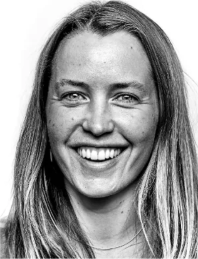 A black and white headshot of The North Face athlete Ingrid Backstrom