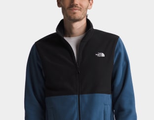 A person wearing The North Face jacket.