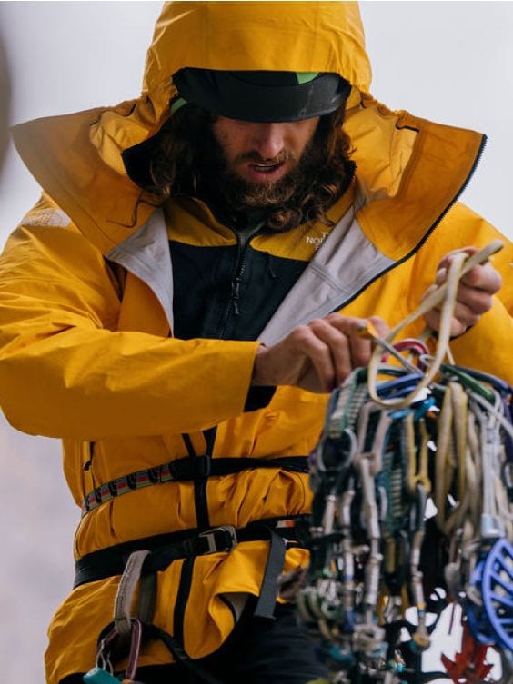 In-situ shot of The North Face Athlete Jackson Marvell wearing the Summit Series FUTURELIGHT™ Papsura Jacket. 