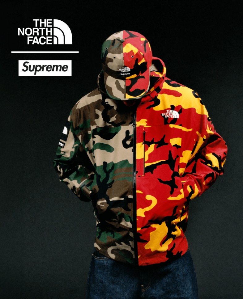 A series of images showing The North Face X Supreme Spring 2024 Collection