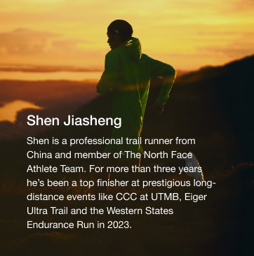 The North Face Athlete Shen Jiasheng wearing pieces from the SOUKUU collection.