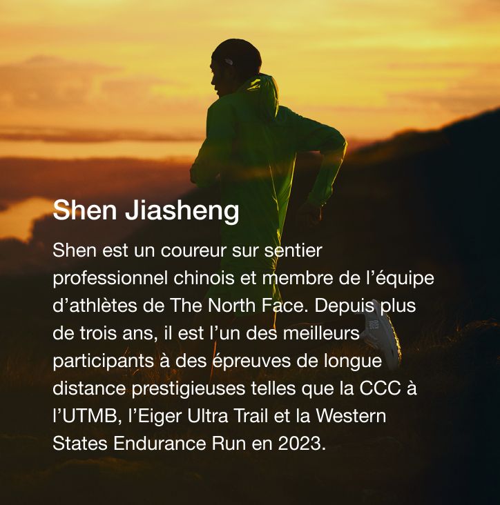 Shen Jiasheng, athlète de The North Face, portant des pièces de la collection SOUKUU.