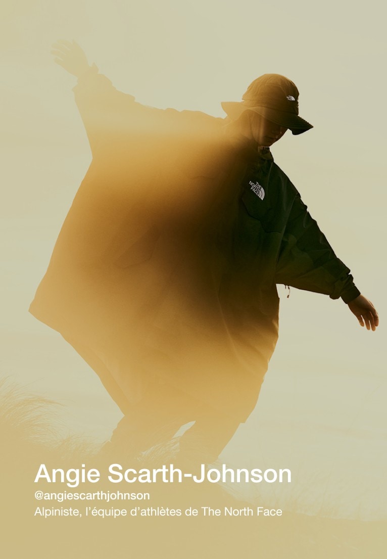 Angie Scarth-Johnson, athlète de The North Face, portant des pièces de la collection SOUKUU.
