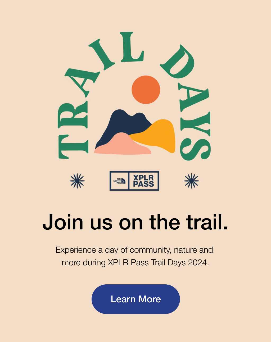 Colorful logo for The North Face XPLR Pass Trail Days.